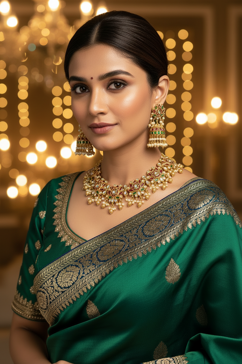 Short Necklace set | Multicolor Lotus Motif - House of Abiani
