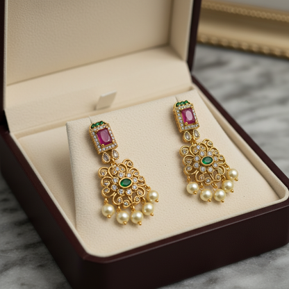 Short Necklace Set | Multicolor Antique Jewellery - House of Abiani