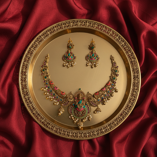 Multicolor Priya Temple Necklace set