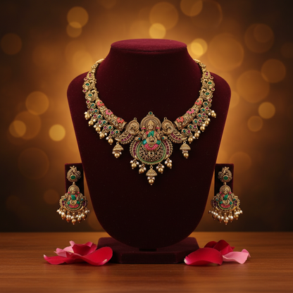 Multicolor Priya Temple Necklace set