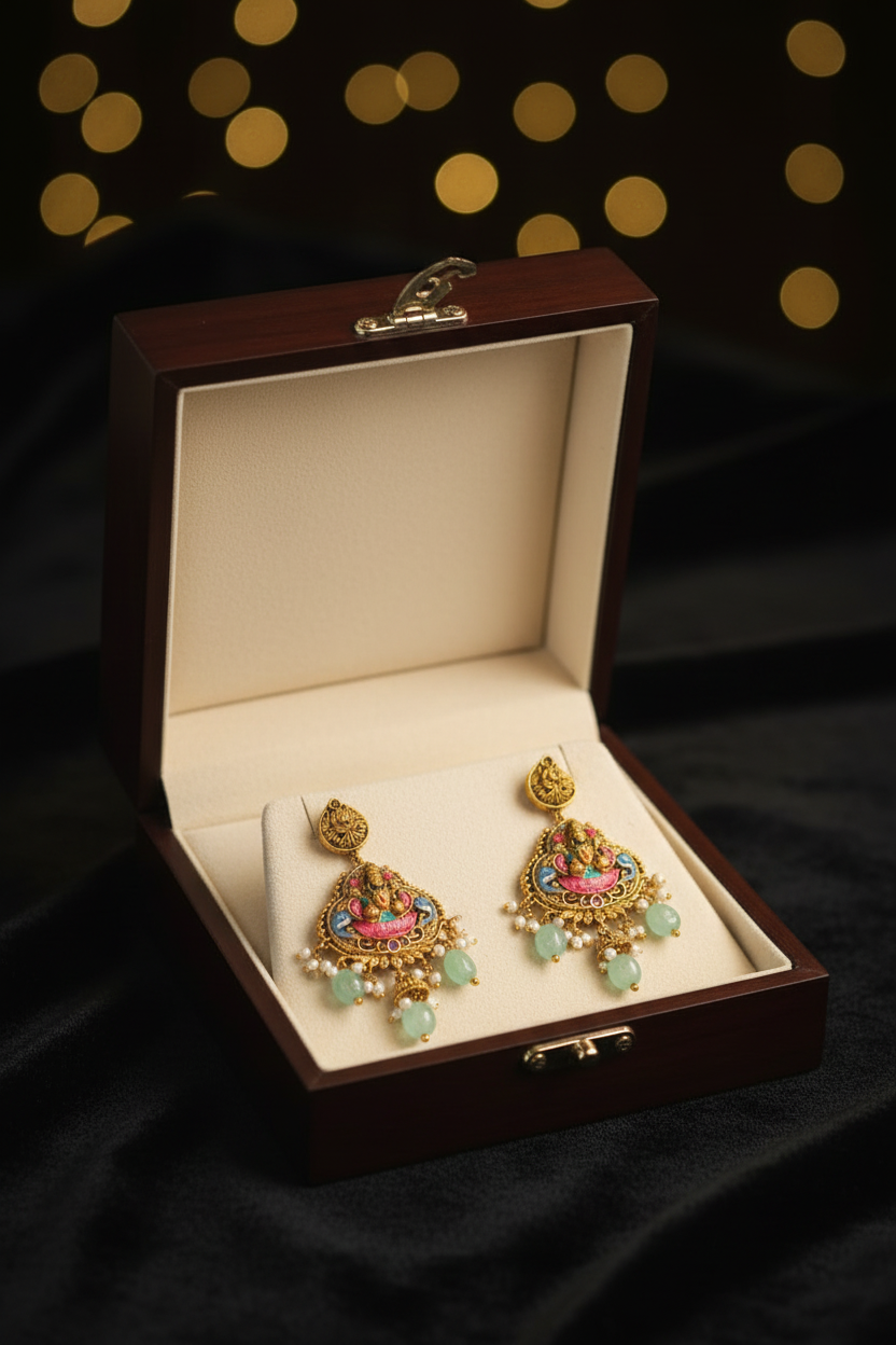 Short Necklace set |  Multicolor Temple Jewellery - House of Abiani