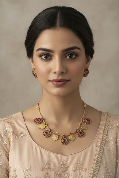 Multicolor Tarini Coin Necklace Set
