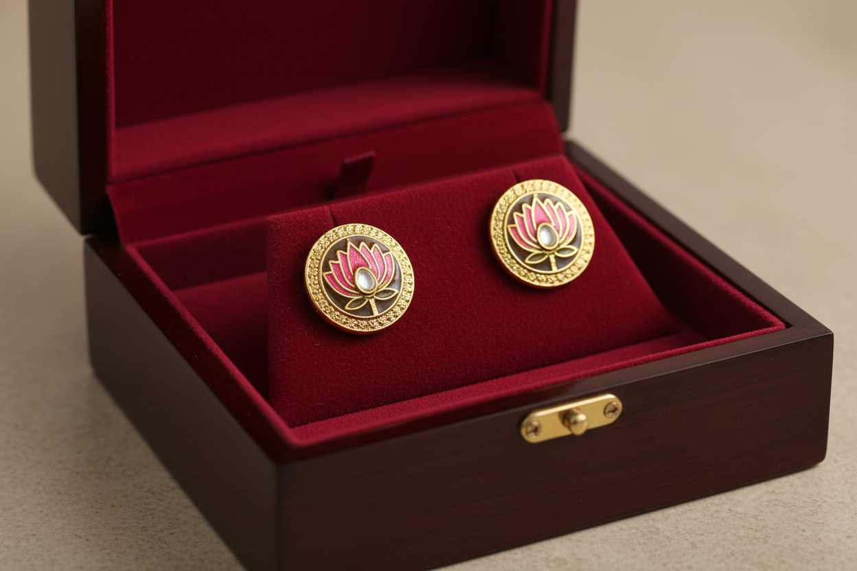 Pink Alya Lotus Necklace Set