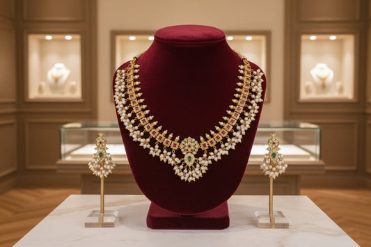 Pink Lalita Guttapusalu Necklace Set