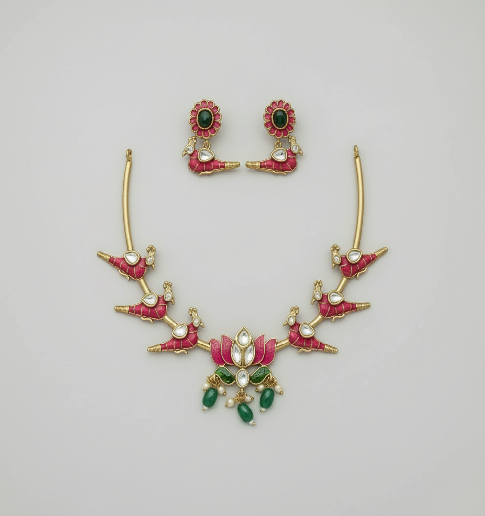 Pink Samriddhi Lotus Hasli set