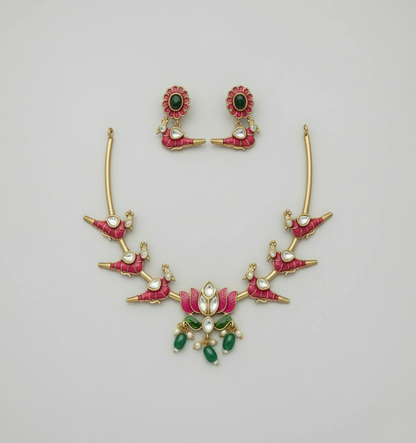 Pink Samriddhi Lotus Hasli set