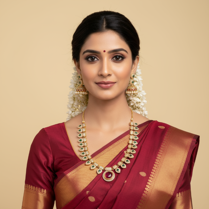 Red Pendant Lavanya Short Necklace Set