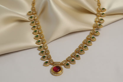 Red Pendant Lavanya Short Necklace Set