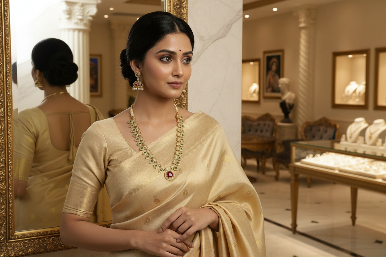 Red Pendant Lavanya Short Necklace Set