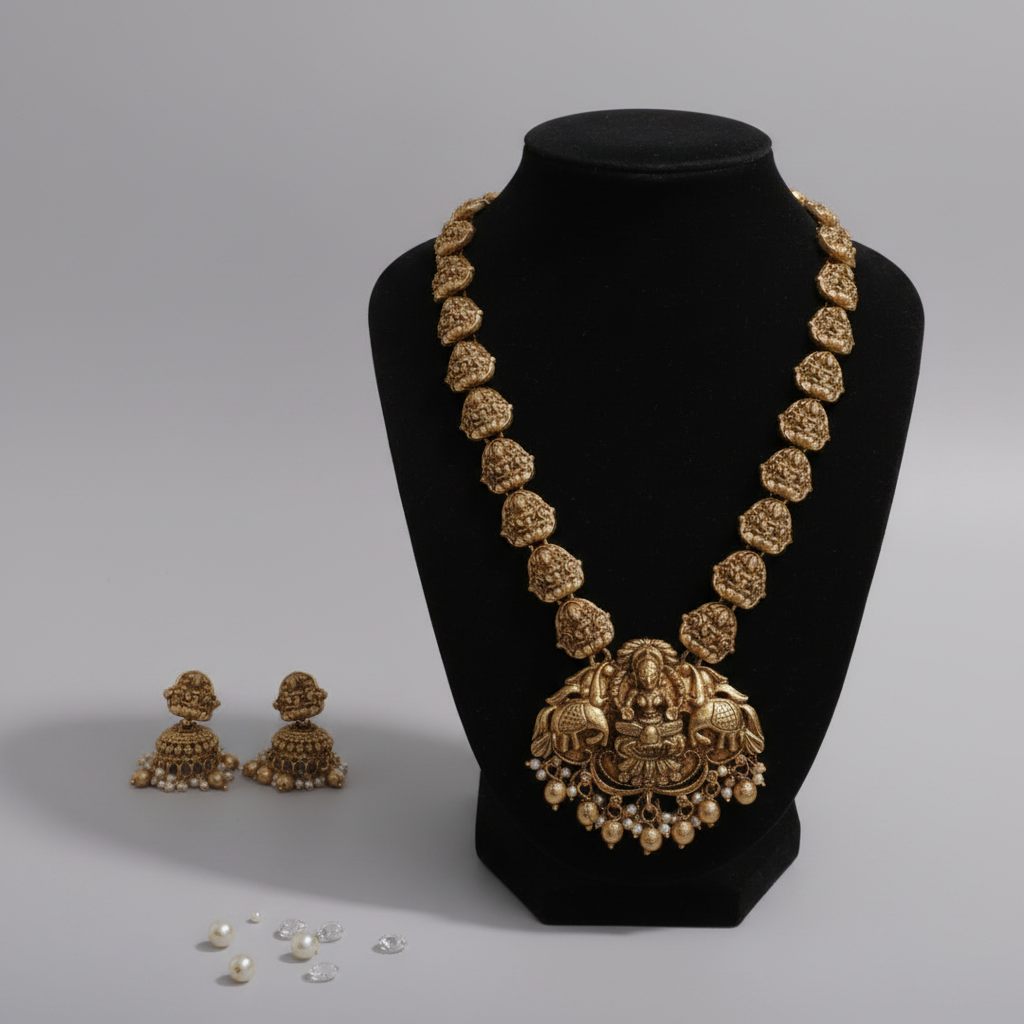 Long Necklace Set | Temple Jewellery - House of Abiani