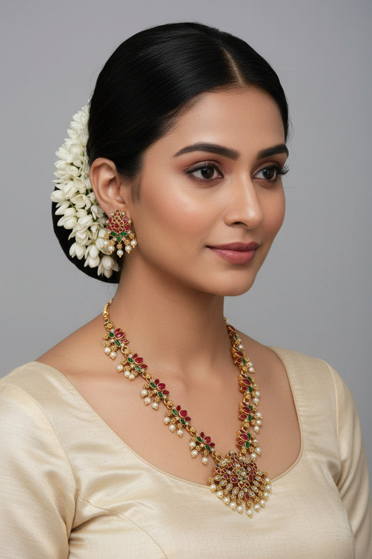 Multicolor Eesha Lotus Necklace Set