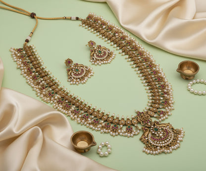Golden Sarika Long Necklace Set