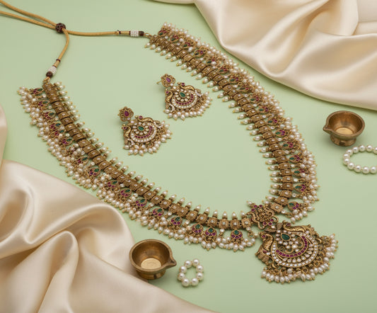 Golden Sarika Long Necklace Set