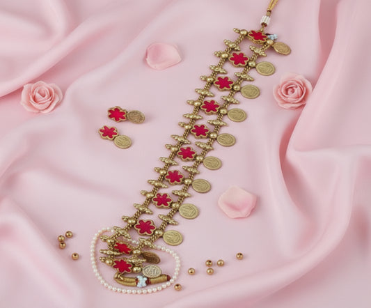 Pink Lakshmi Choker Set
