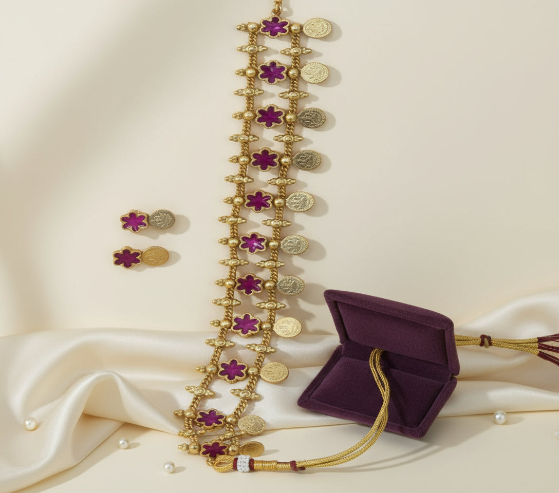Purple Lakshmi Choker Set