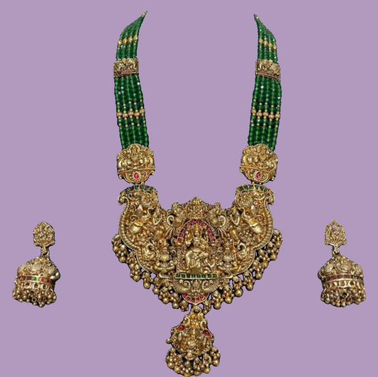 Green Sri Temple Jewelry Set