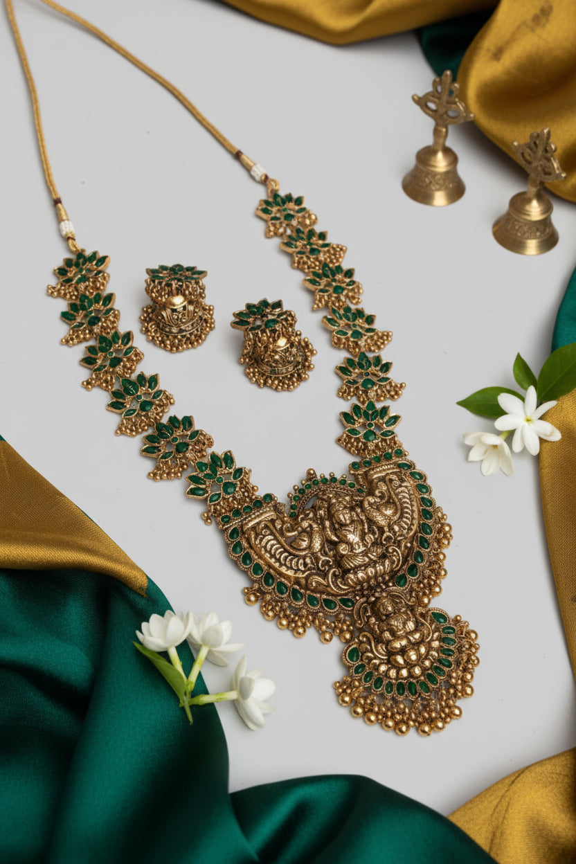 Emerald Laya Temple Necklace Set
