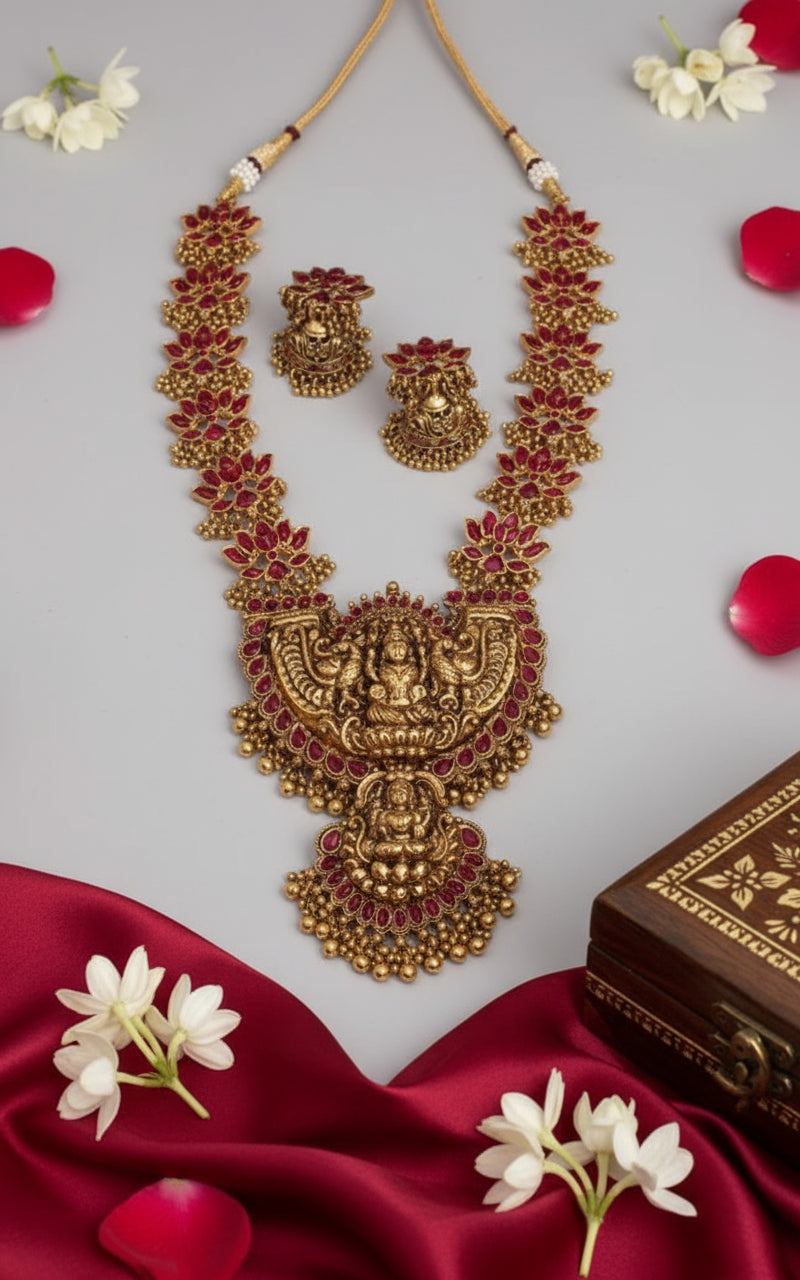 Pink Laya Temple Necklace Set