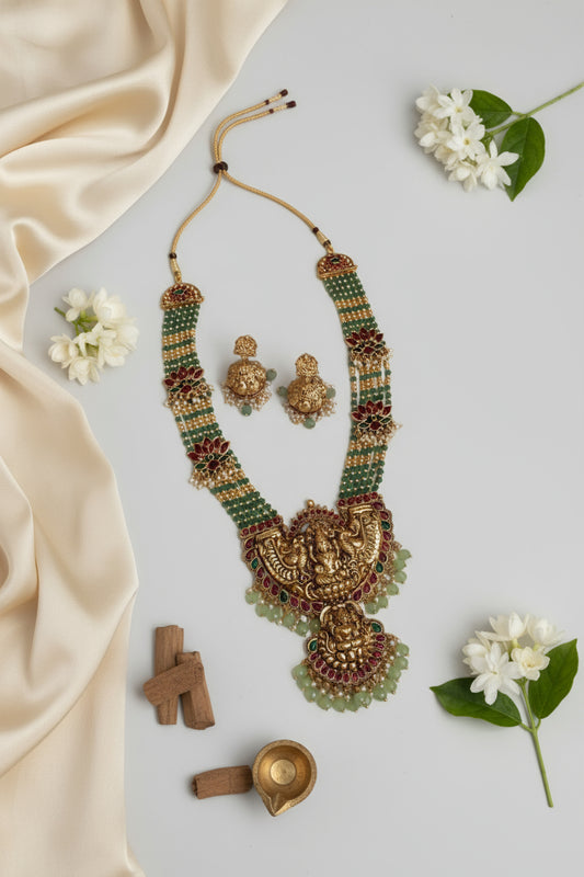 Green Tiya Temple Necklace Set