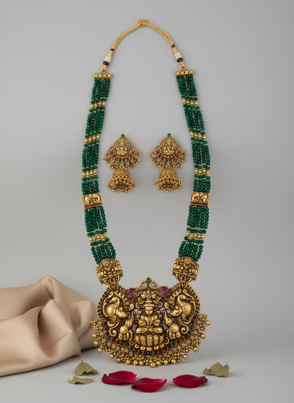Green Anvi Temple Jewelry Set