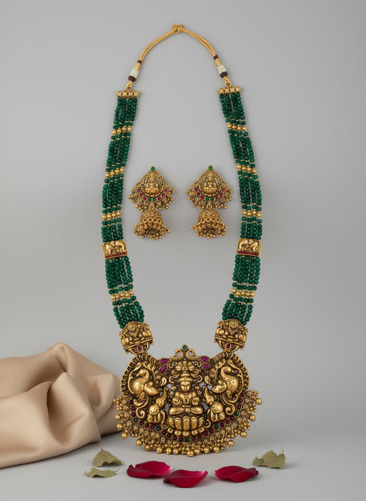 Green Anvi Temple Jewelry Set