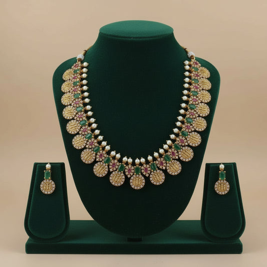 Multicolor Manaswini Coin Necklace Set