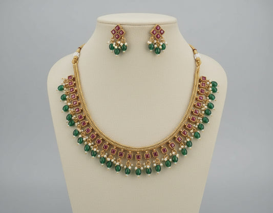 Multicolor Diya Necklace Set