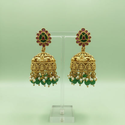 Green Ved Jadau Coin Necklace Set