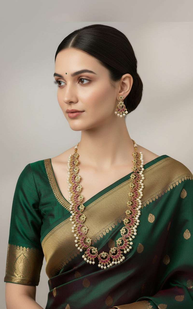 Pink Vedika Long Necklace Set