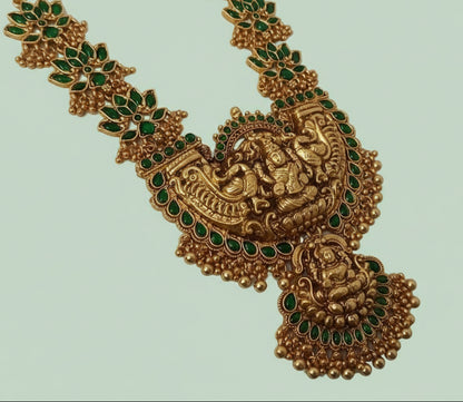 Green Laya Lotus Temple Necklace Set