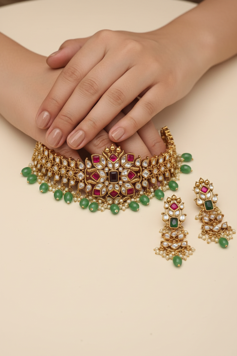 Multicolor Amala Jadau Choker Set