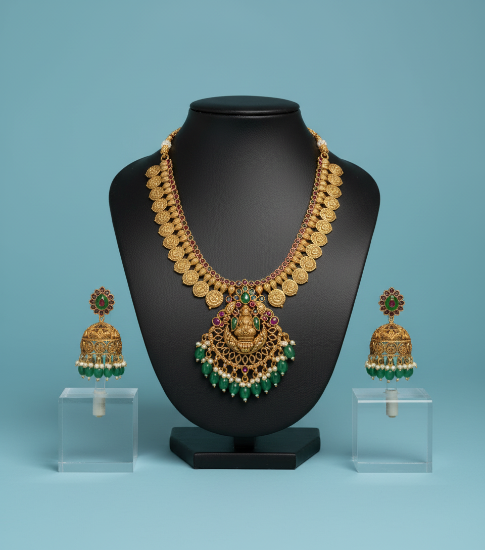 Green Ved Coin Necklace Set