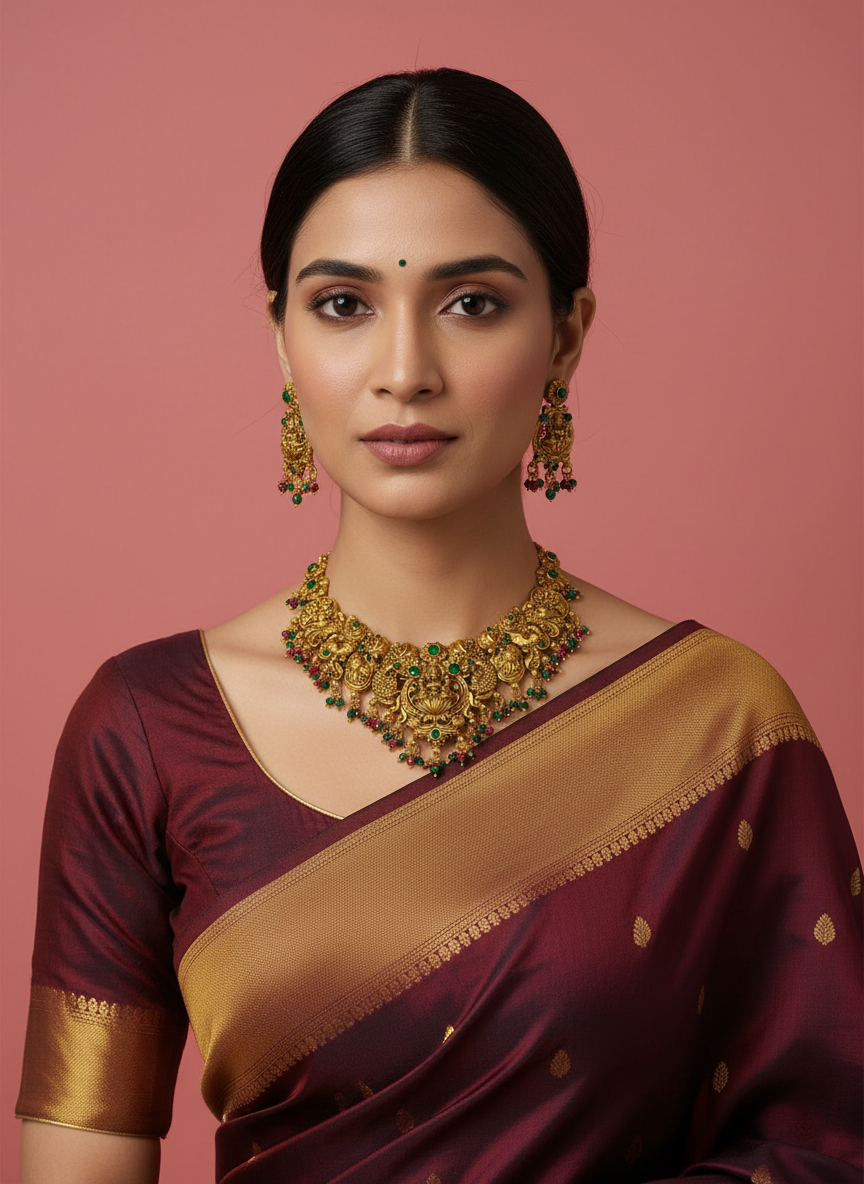 Golden Mayurakshi Necklace Set