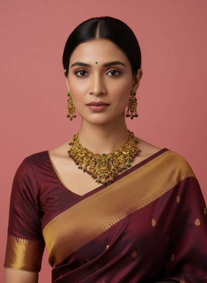 Golden Mayurakshi Necklace Set