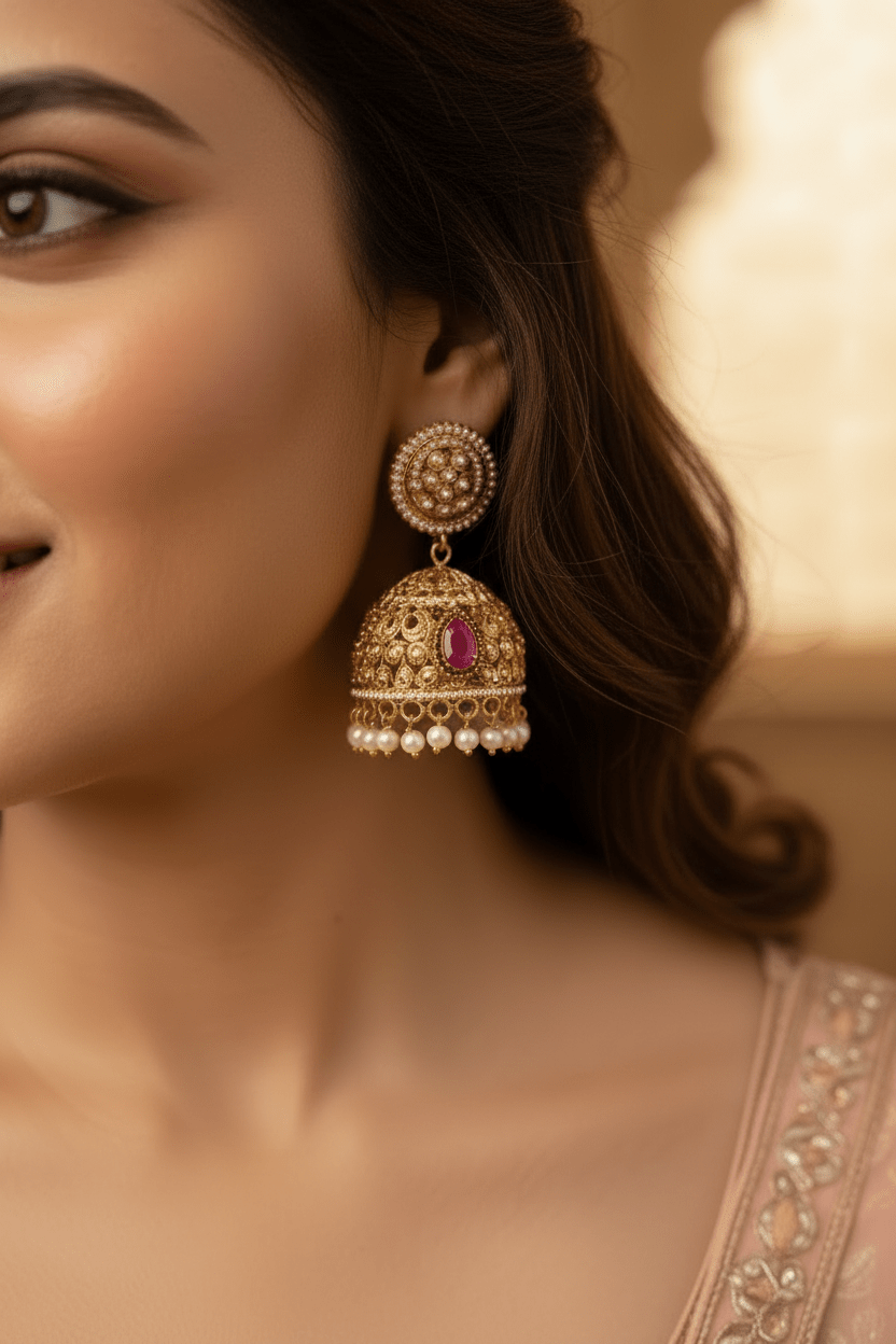 Golden Anushka Jadau Hasli Set