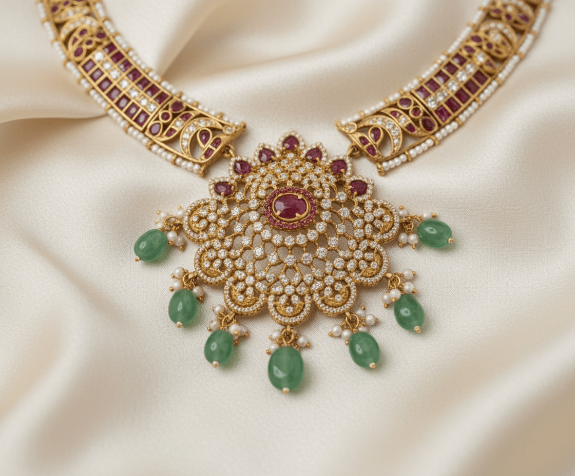 Golden Anushka Jadau Hasli Set
