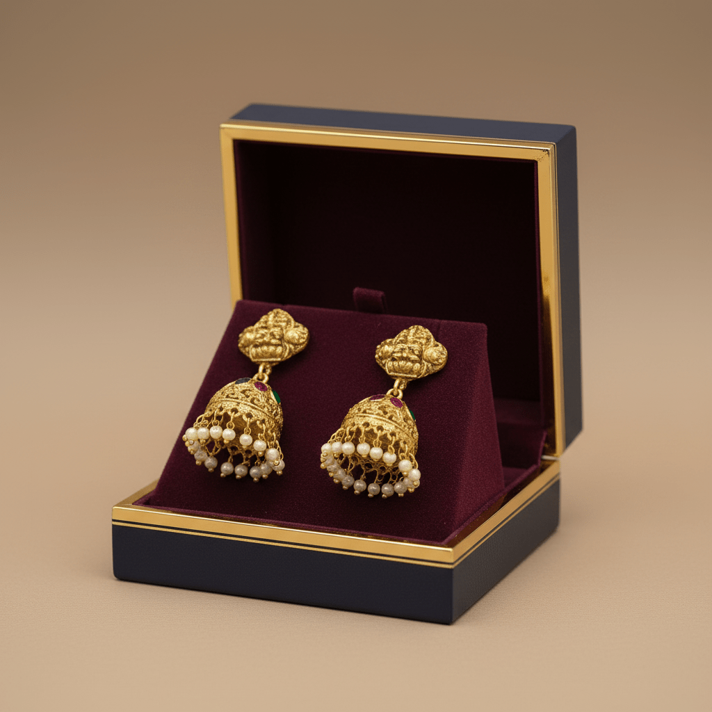Golden Mehar Jadau Temple Necklace Set