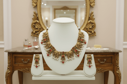 Golden Radhya Temple Necklace Set