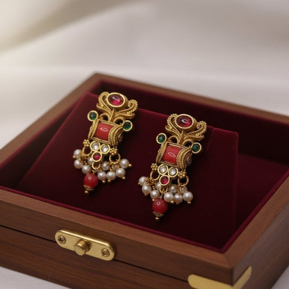 Golden Radhya Temple Necklace Set