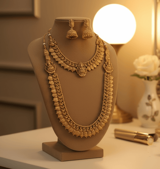 Golden Shivani Combo Coin Necklace Set
