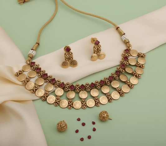 Golden Uma Layered Coin Choker Set