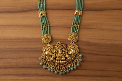 Green Anvi Beads Temple Necklace Set