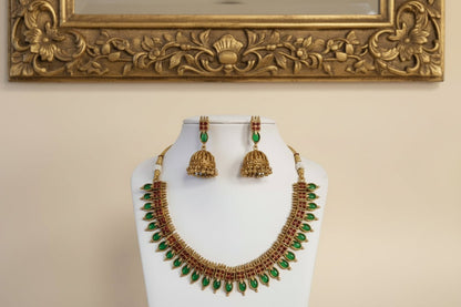 Green Bhavanya Antique Necklace Set