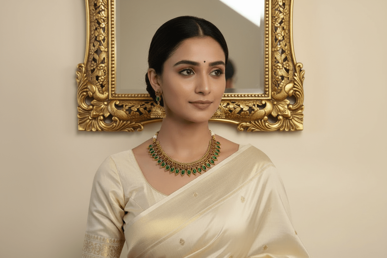 Green Bhavanya Antique Necklace Set