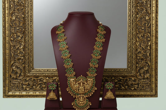 Green Laya Lotus Temple Necklace Set