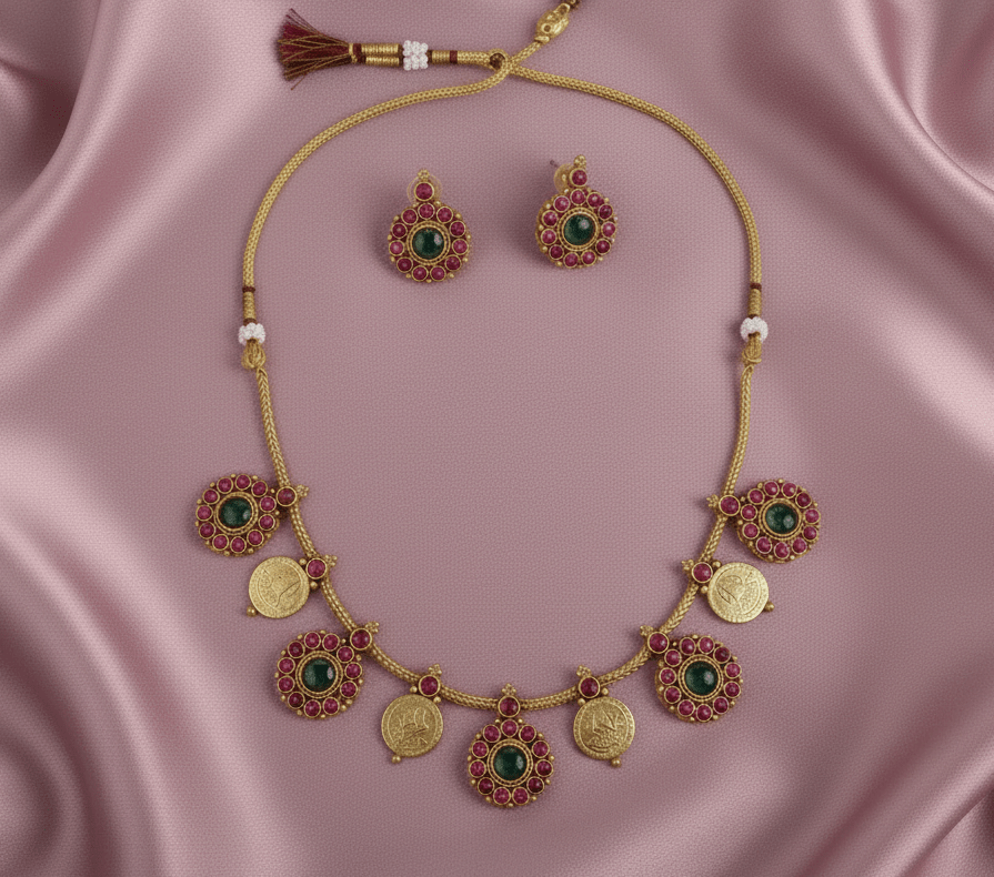 Multicolor Tarini Coin Necklace Set