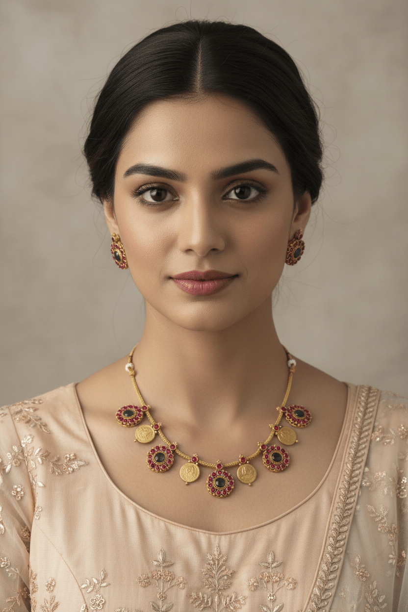 Multicolor Tarini Coin Necklace Set