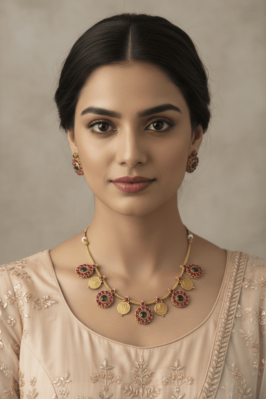 Multicolor Tarini Coin Necklace Set