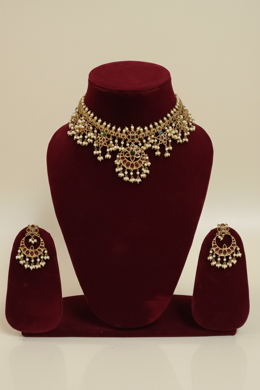 Multicolor Leela Guttapusalu Necklace set