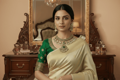 White Aadhya Elephant Choker Set